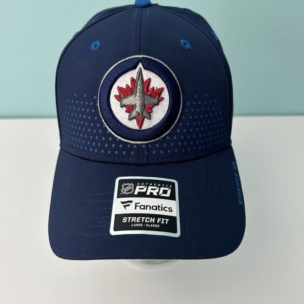 Winnipeg Jets Logo Authentic Pro Fitted Mens Hat Cap Blue NWT Fanatics NHL L/XL